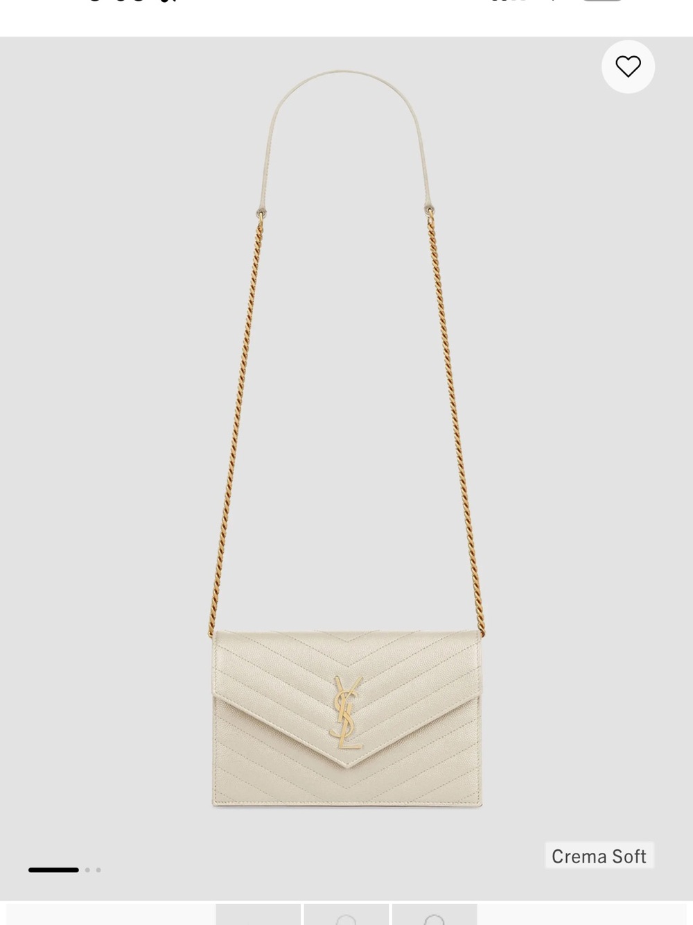 Saint Laurent Cassandre Envelope Chain Wallet in Grain de Poudre Leather